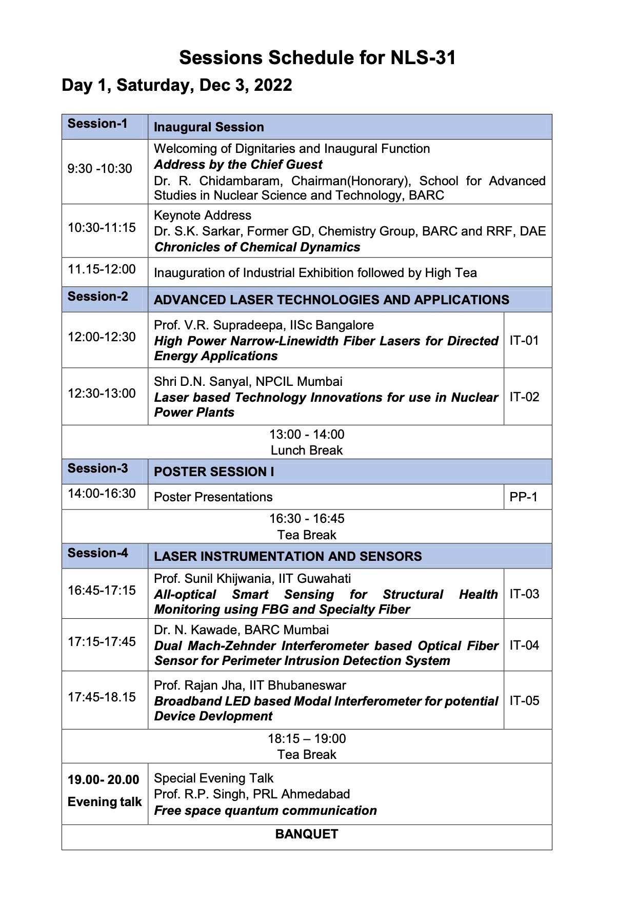 Program Schedule